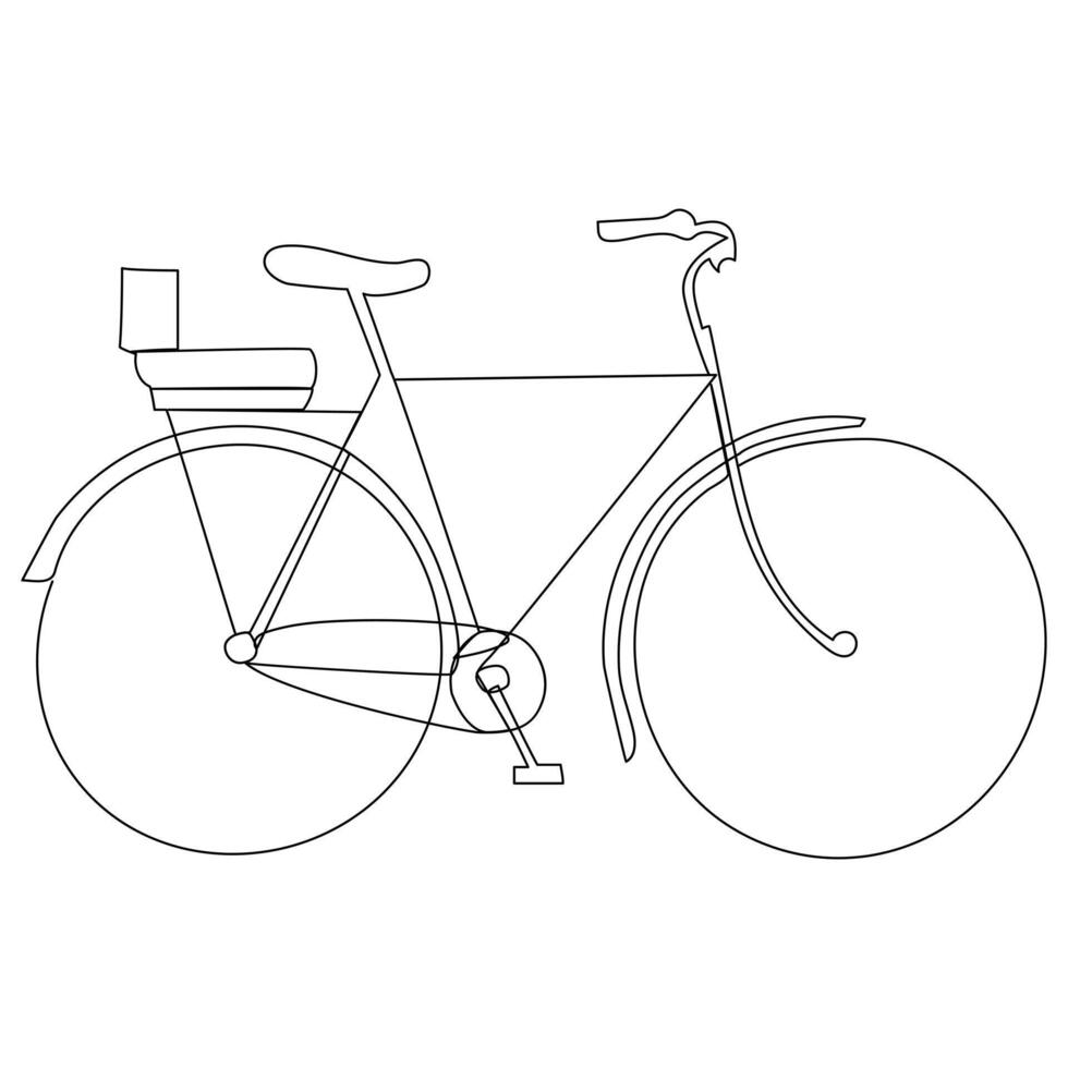 Continuous single vector line art drawing and one line illustration of Bicycle