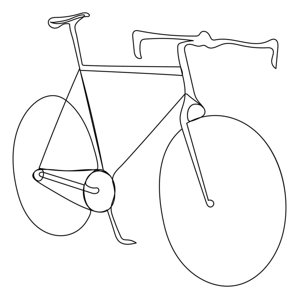 continuo soltero vector línea Arte dibujo y uno línea ilustración de bicicleta