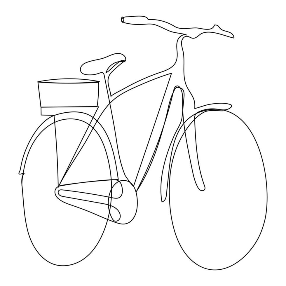 Continuous single vector line art drawing and one line illustration of Bicycle