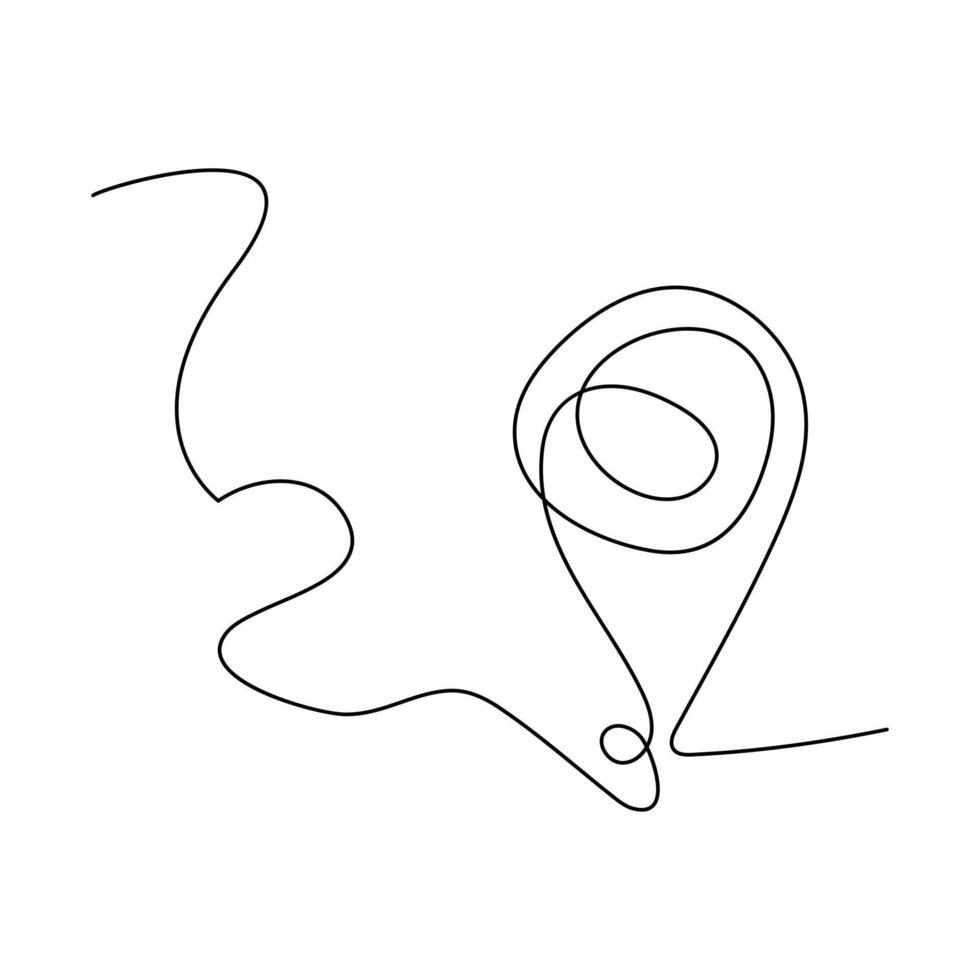 Continuous single line traffic one line map location pin art drawing design vector graphic