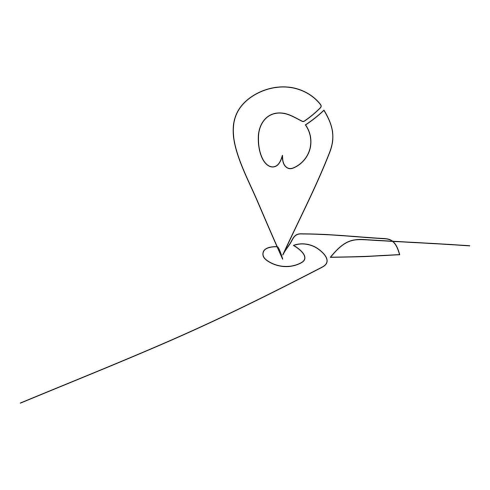 Continuous single line traffic one line map location pin art drawing design vector graphic