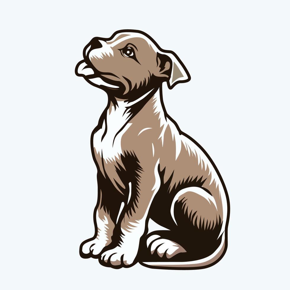 AI generated Pit Bull sitting and looking up illustration vector