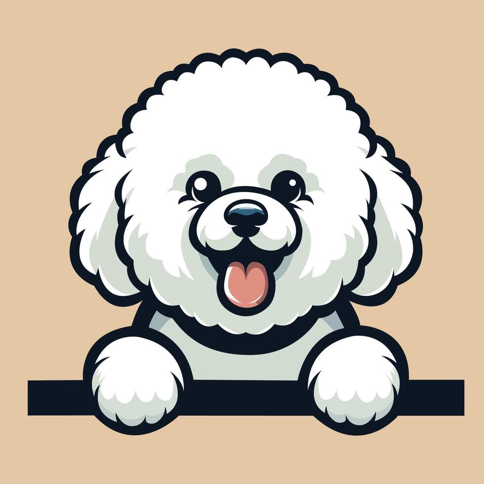 AI generated Bichon Frise peeking face illustration vector