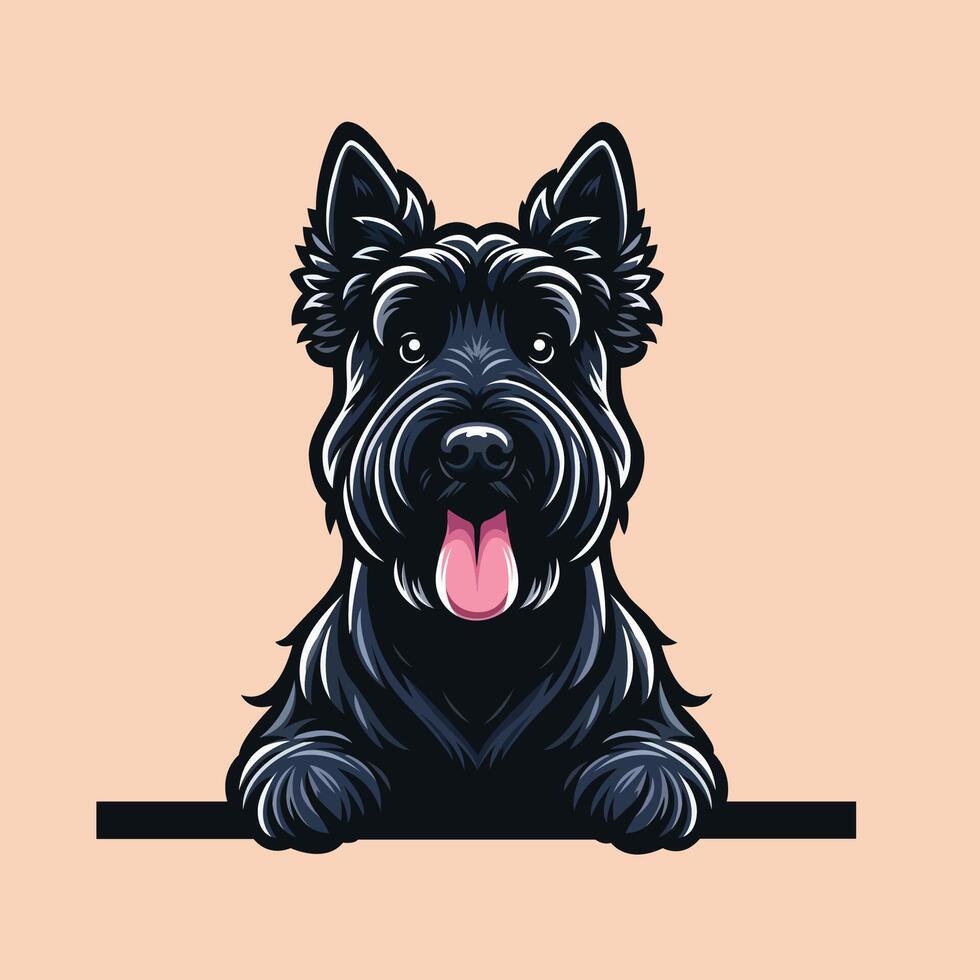 AI generated Scottish Terrier dog peeking face isolated Pro Vector