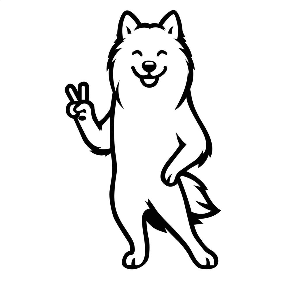 AI generated Confident Finnish Spitz Peace Gesture Illustration Vector