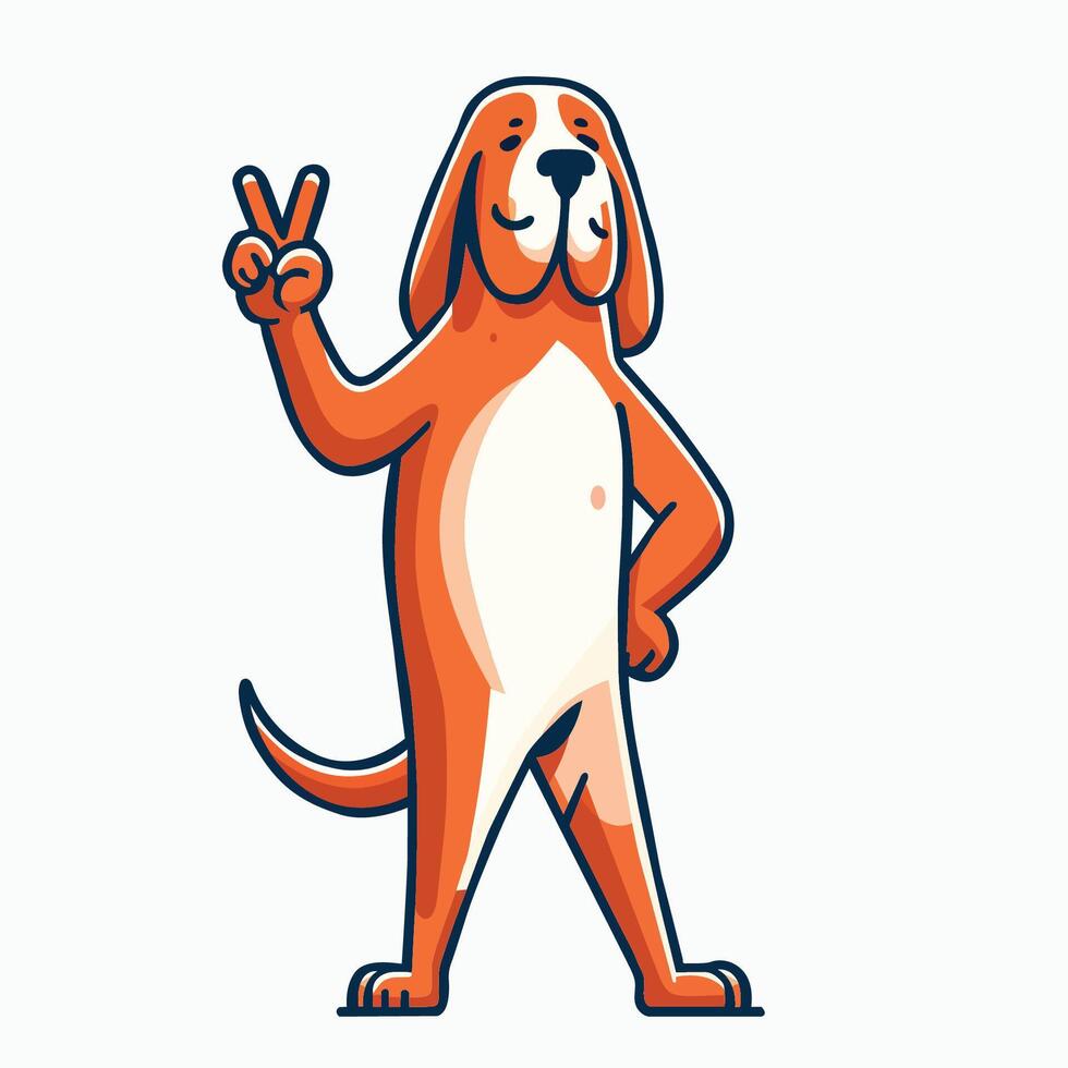 AI generated Bloodhound Dog Peace Gesture Illustration vector
