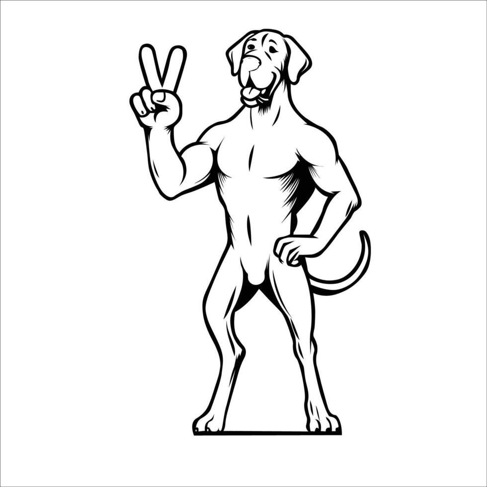 AI generated Confident Great Dane Peace Gesture Illustration Vector