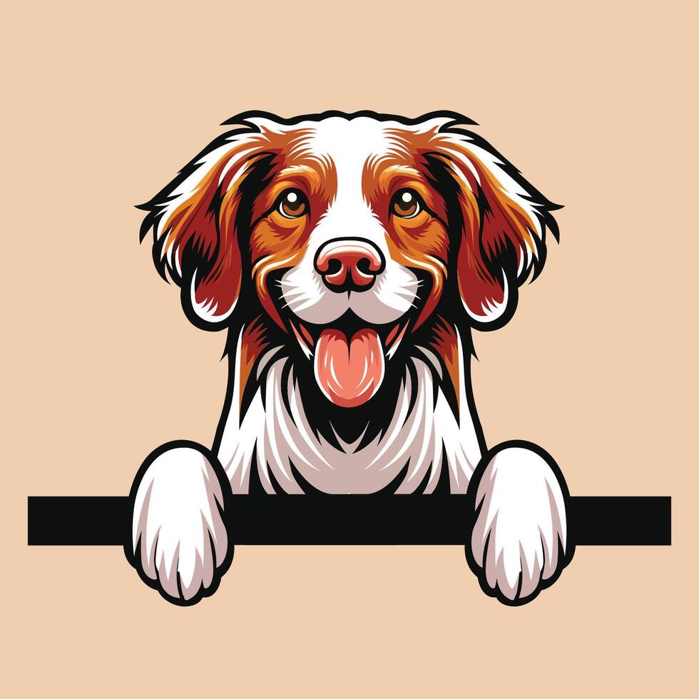 AI generated Brittany peeking face illustration vector