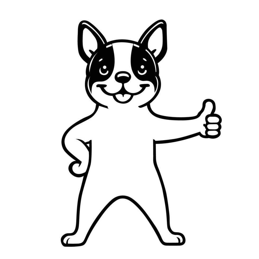 AI generated Boston Terrier Dog Happy Thumbs-Up illustration vector