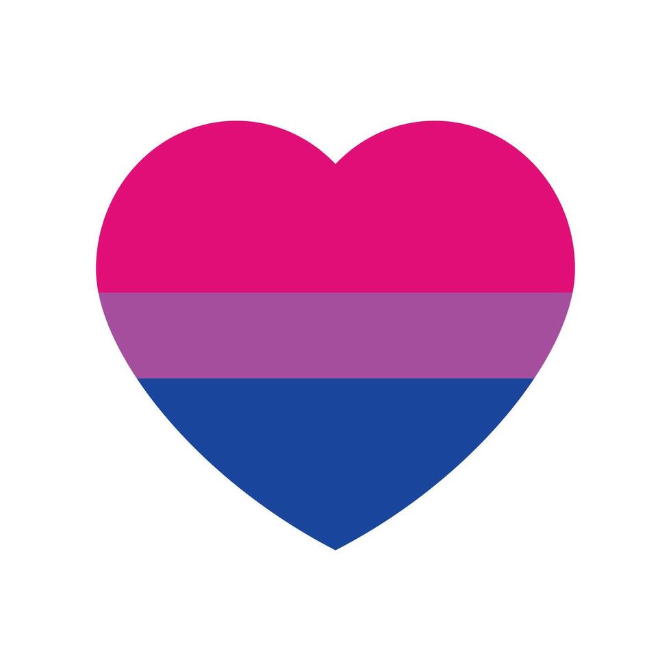 Pink, purple, and blue colored heart icon, as the colors of the bisexual flag. LGBTQI concept. Flat vector illustration.