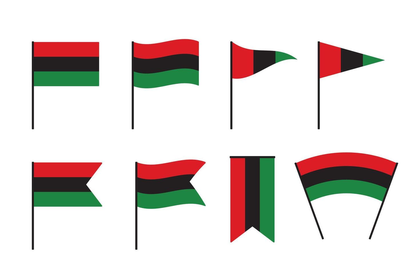 rojo, negro y verde de colores panafricano bandera. para diecinueve de junio y negro historia mes. plano vector ilustración.