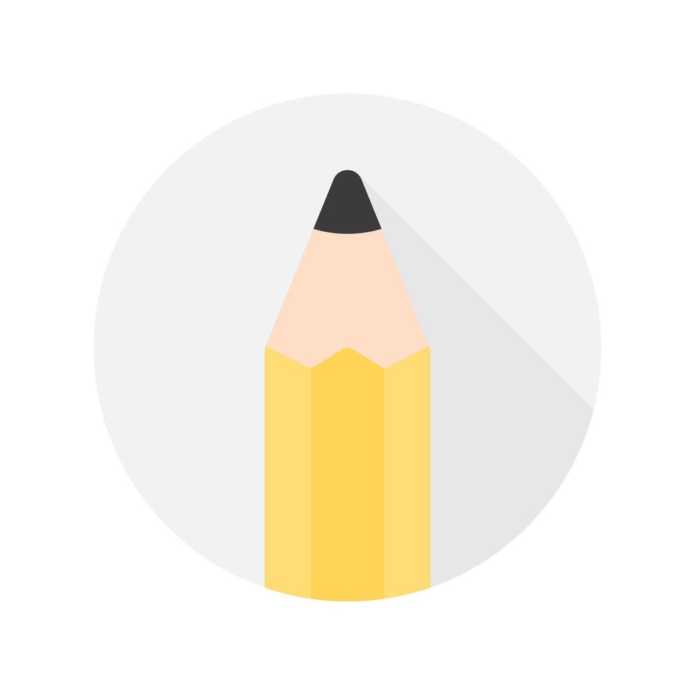 Yellow pencil icon. Flat vector illustration.