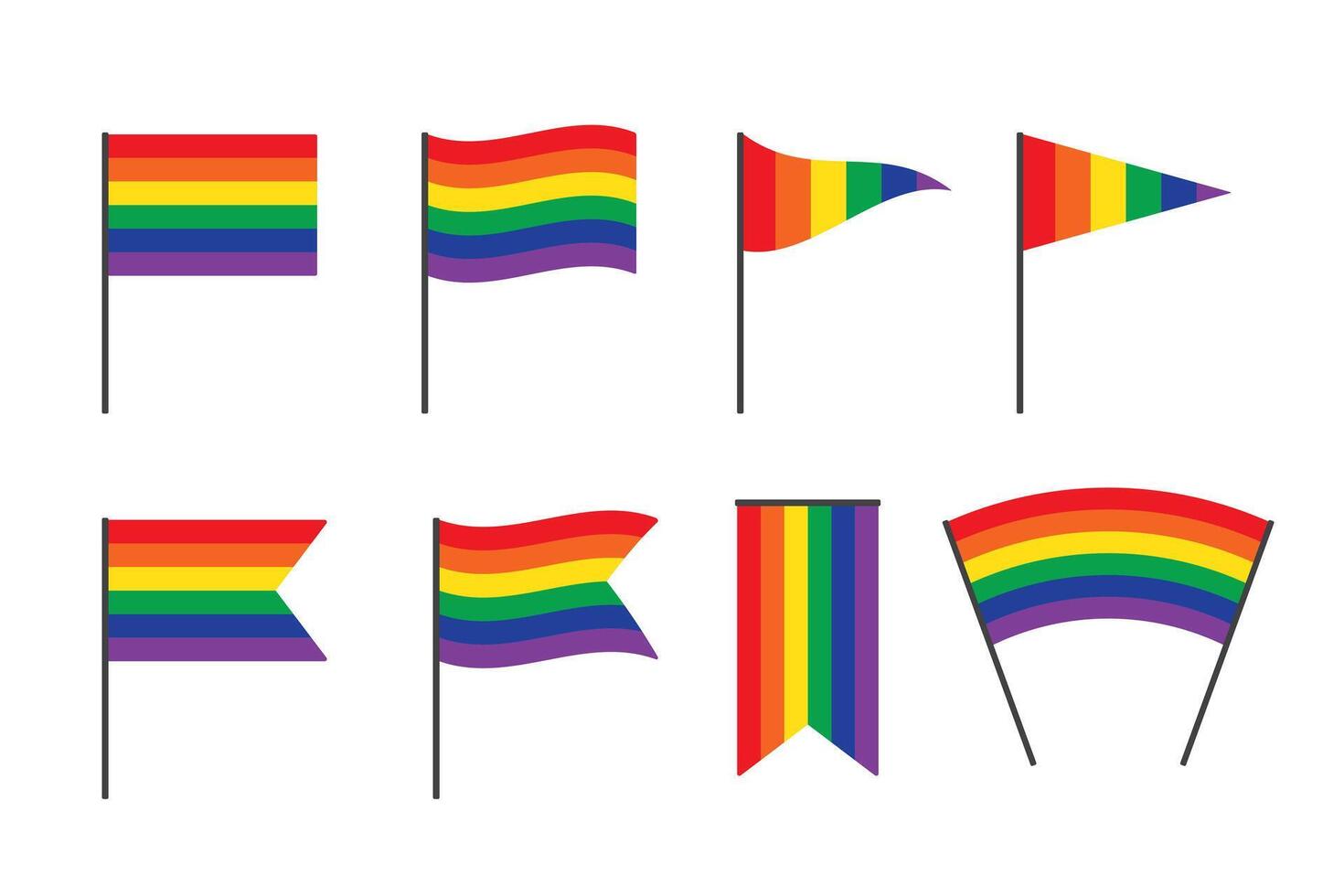 Rainbow colored flag flat icon. LGBTQI concept. vector