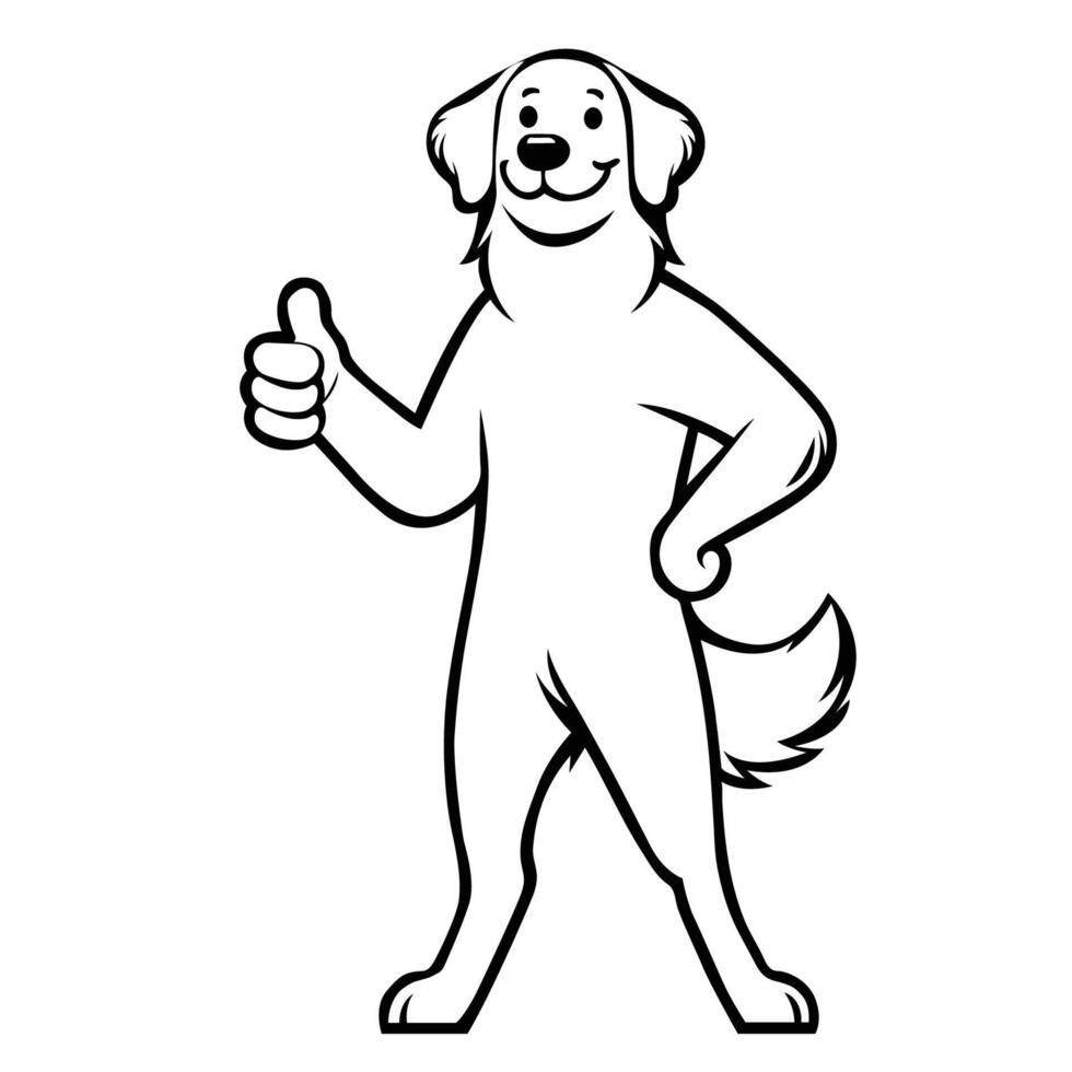 AI generated Golden Retriever Dog Happy Thumbs Up illustration vector