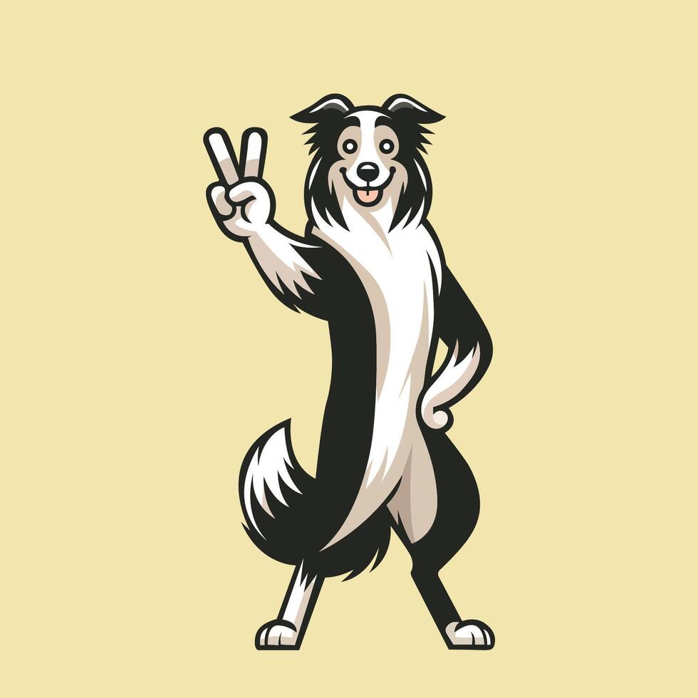 AI generated Border Collie Dog Peace Gesture Illustration vector