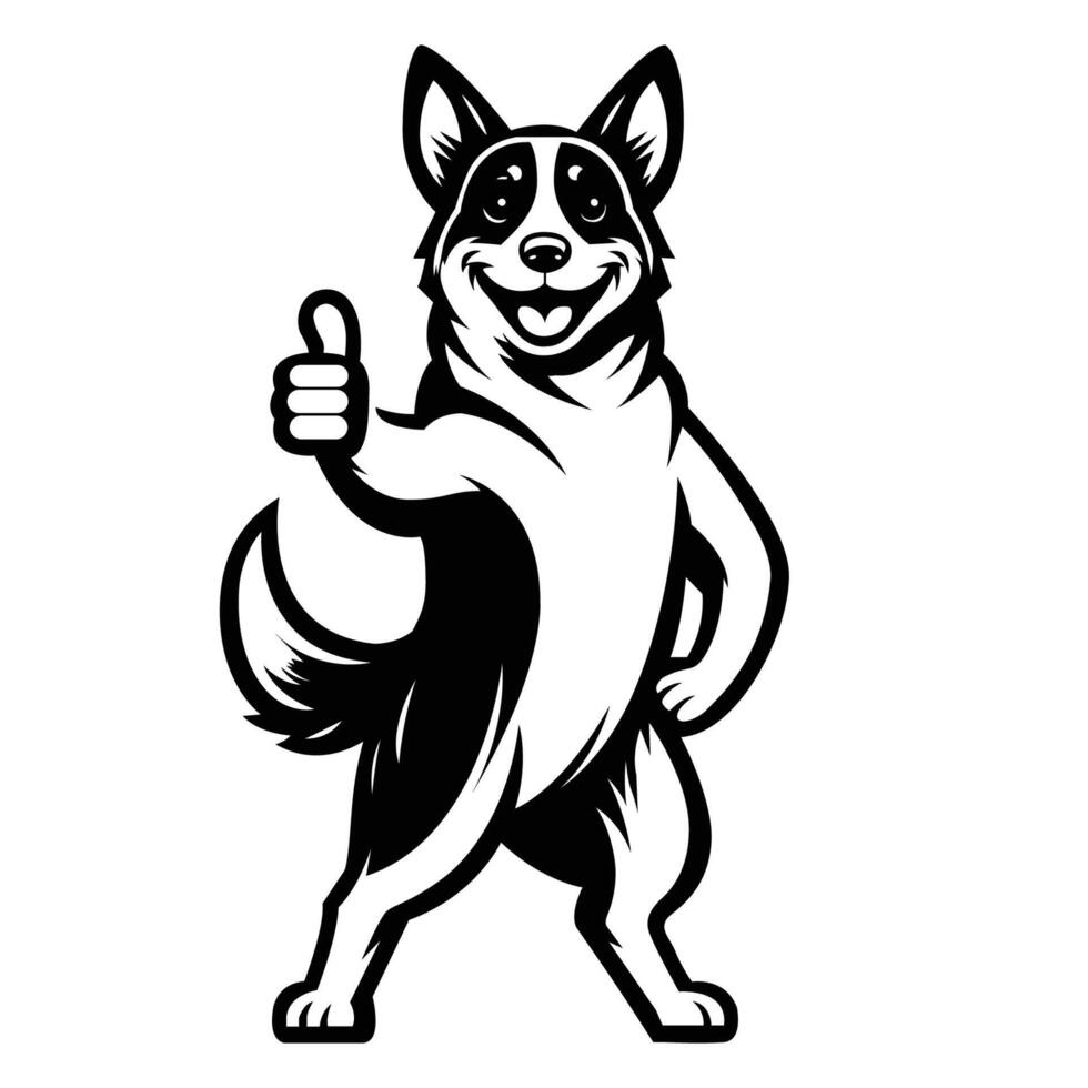 AI generated Australian Cattle Dog Happy Thumbs-Up illustration vector