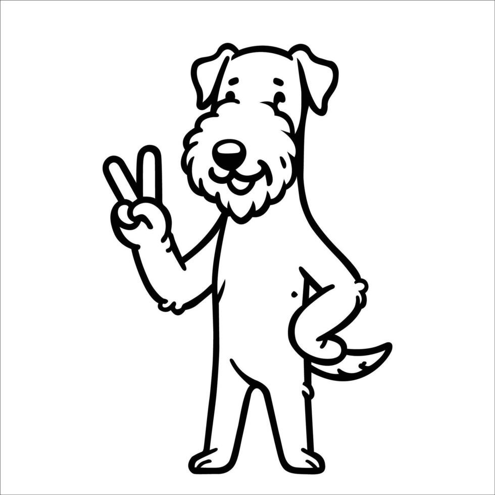 AI generated Confident Airedale Terrier Peace Gesture Illustration Vector