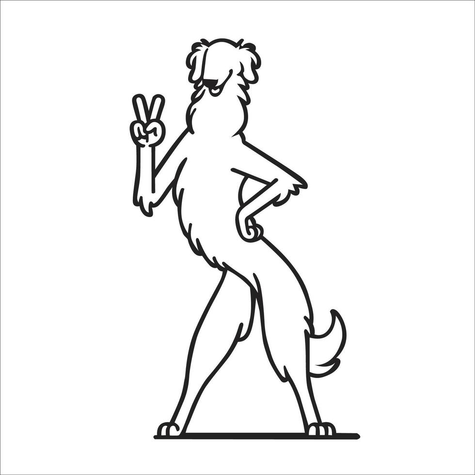AI generated Confident Borzoi Peace Gesture Illustration Vector