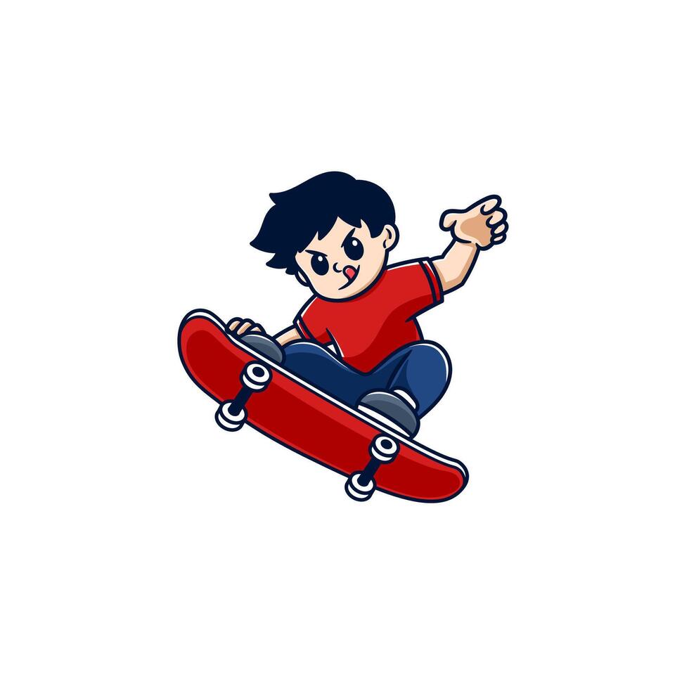 Boy Playing Skateboard 1 vector