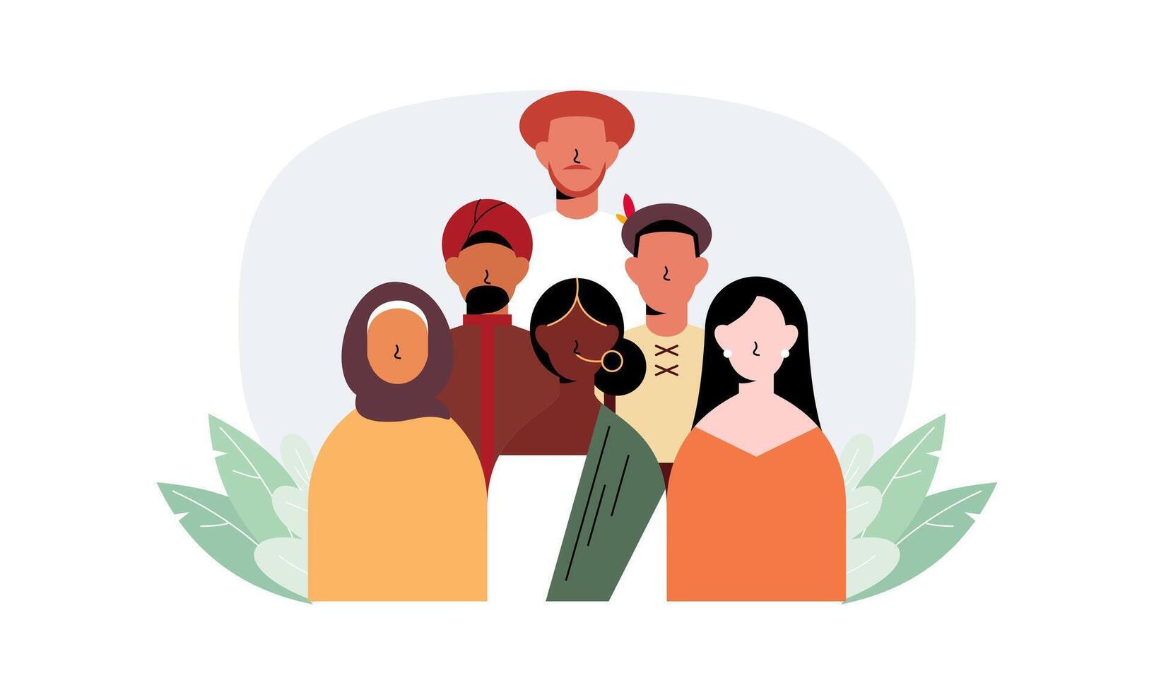 Diverse and inclusive society illustration, showing togetherness vector