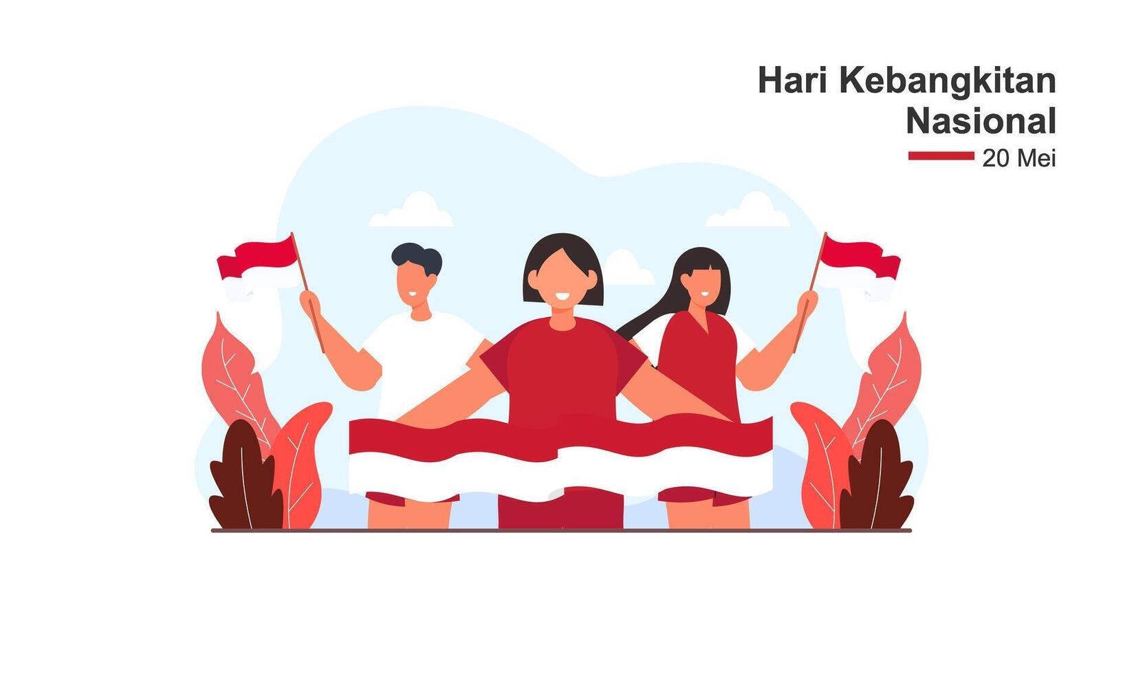 Hari Kebangkitan Nasional 20 Mei. Translation  May 20, National Awakening Day of Indonesia vector