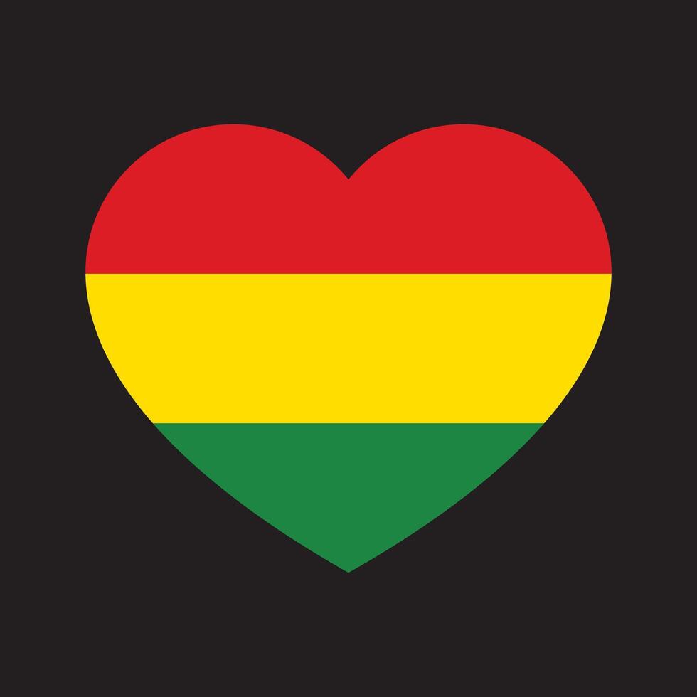 rojo, amarillo y verde de colores corazón forma icono como el colores de negro historia mes bandera. plano vector ilustración.