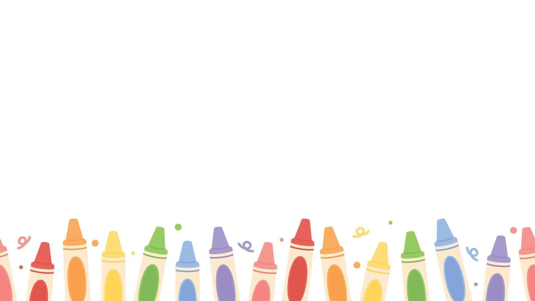 Cute pastel colored crayons seamless border background. Flat vector illustration. Back to school concept.