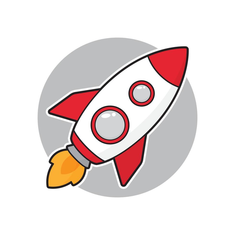 Cute cartoon rocket ship vector illustration.