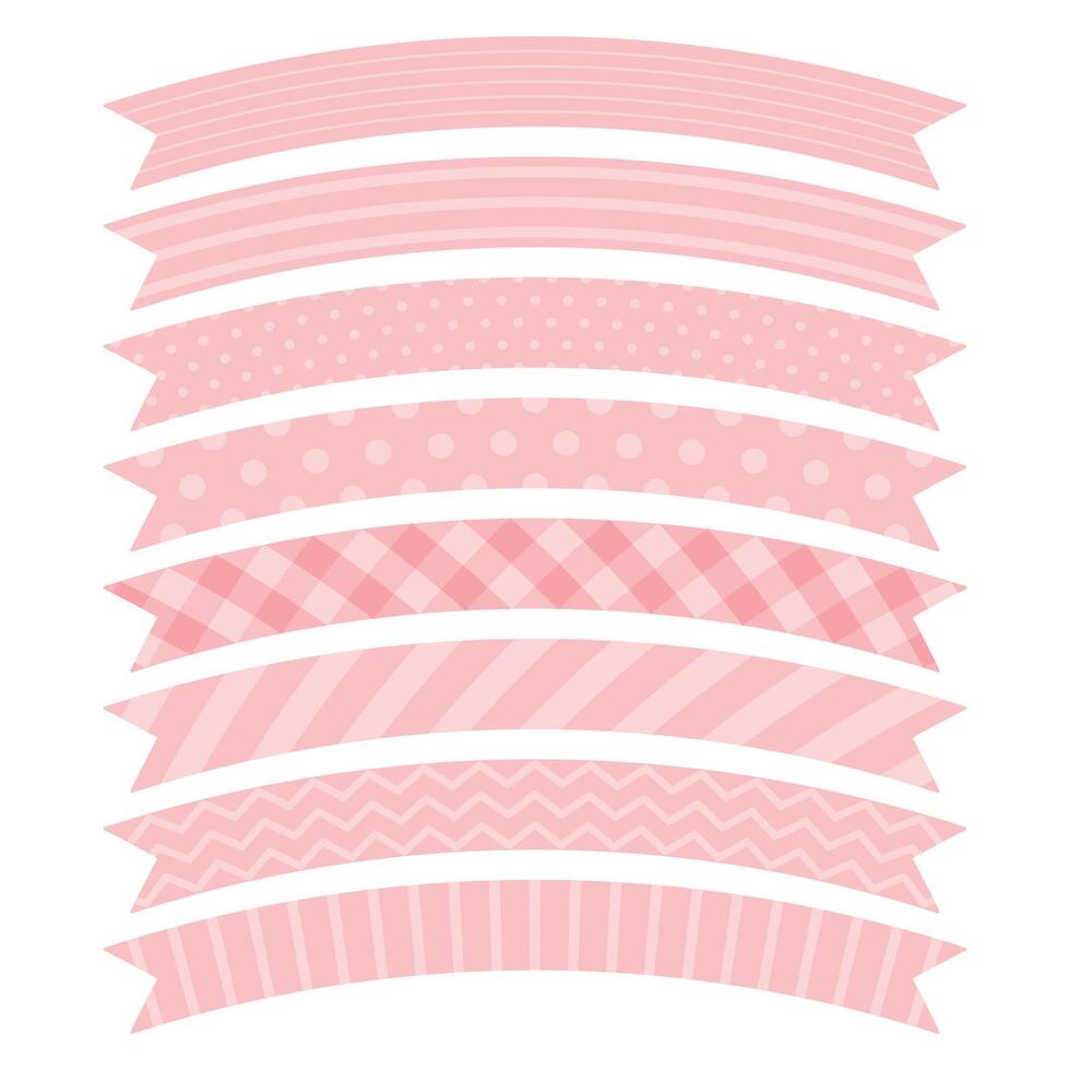 conjunto de linda pastel rosado estampado cinta etiquetas. plano vector ilustración.