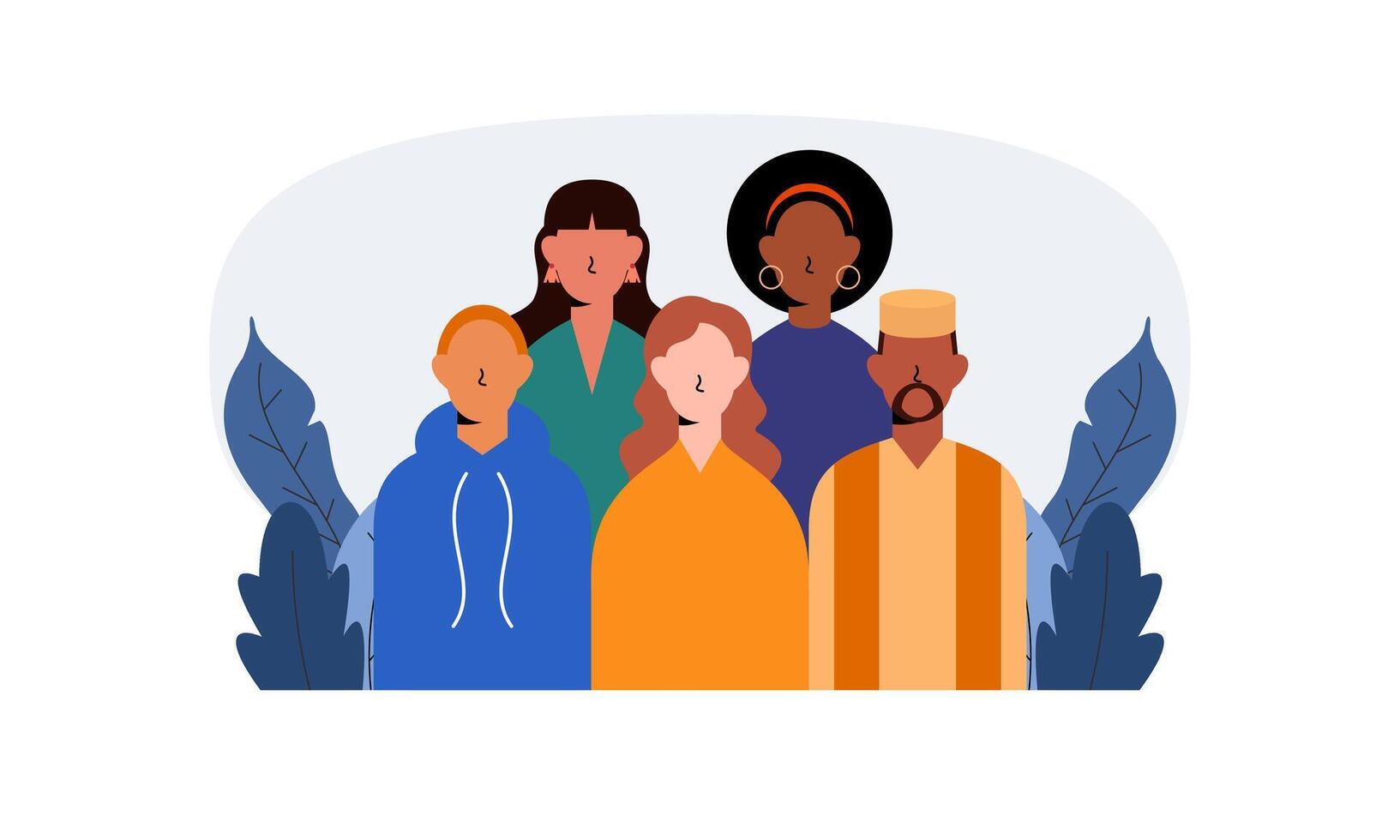 Diverse and inclusive society illustration, showing togetherness vector