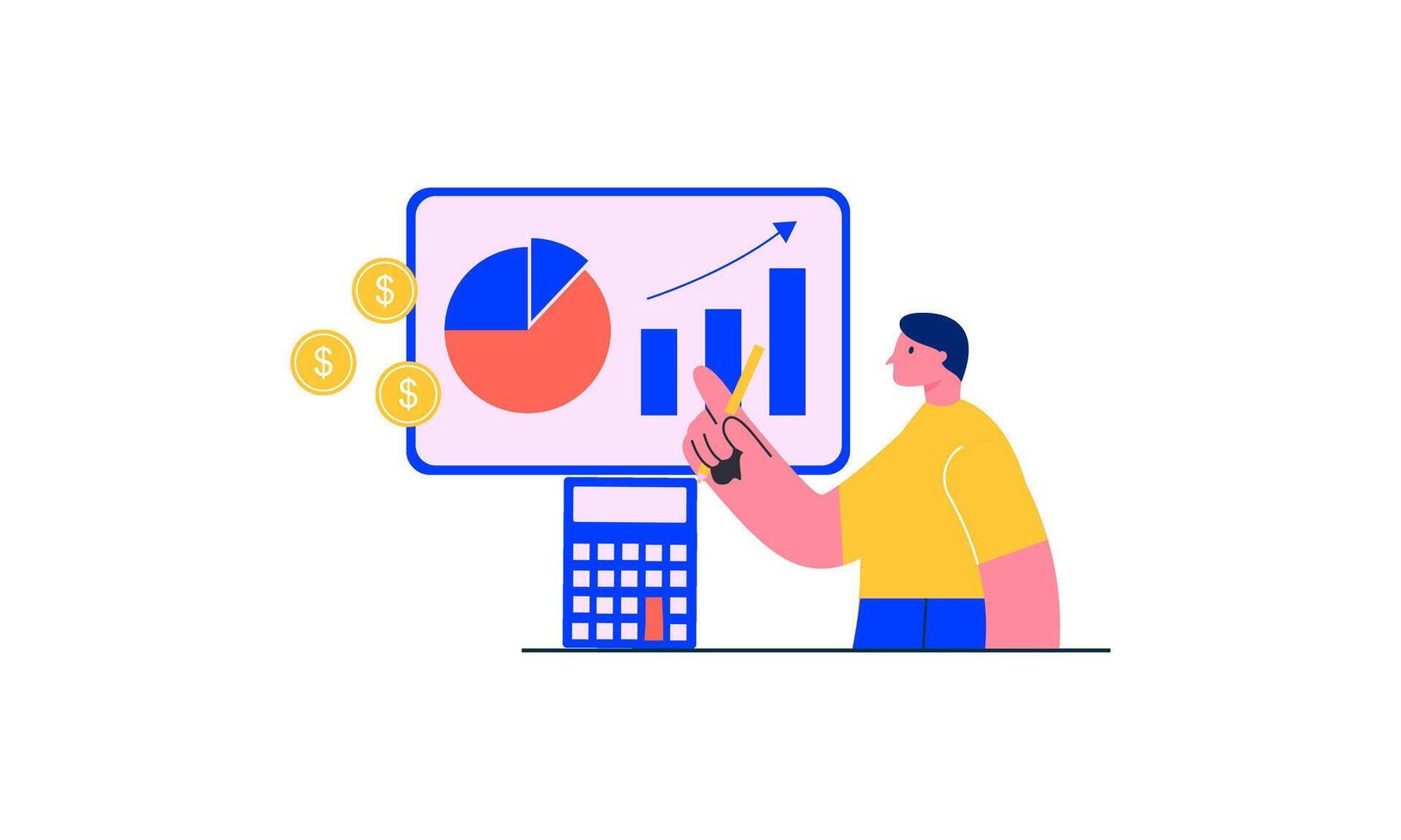 Accounting and auditing service for business, budget planning, revenue calculation concept vector