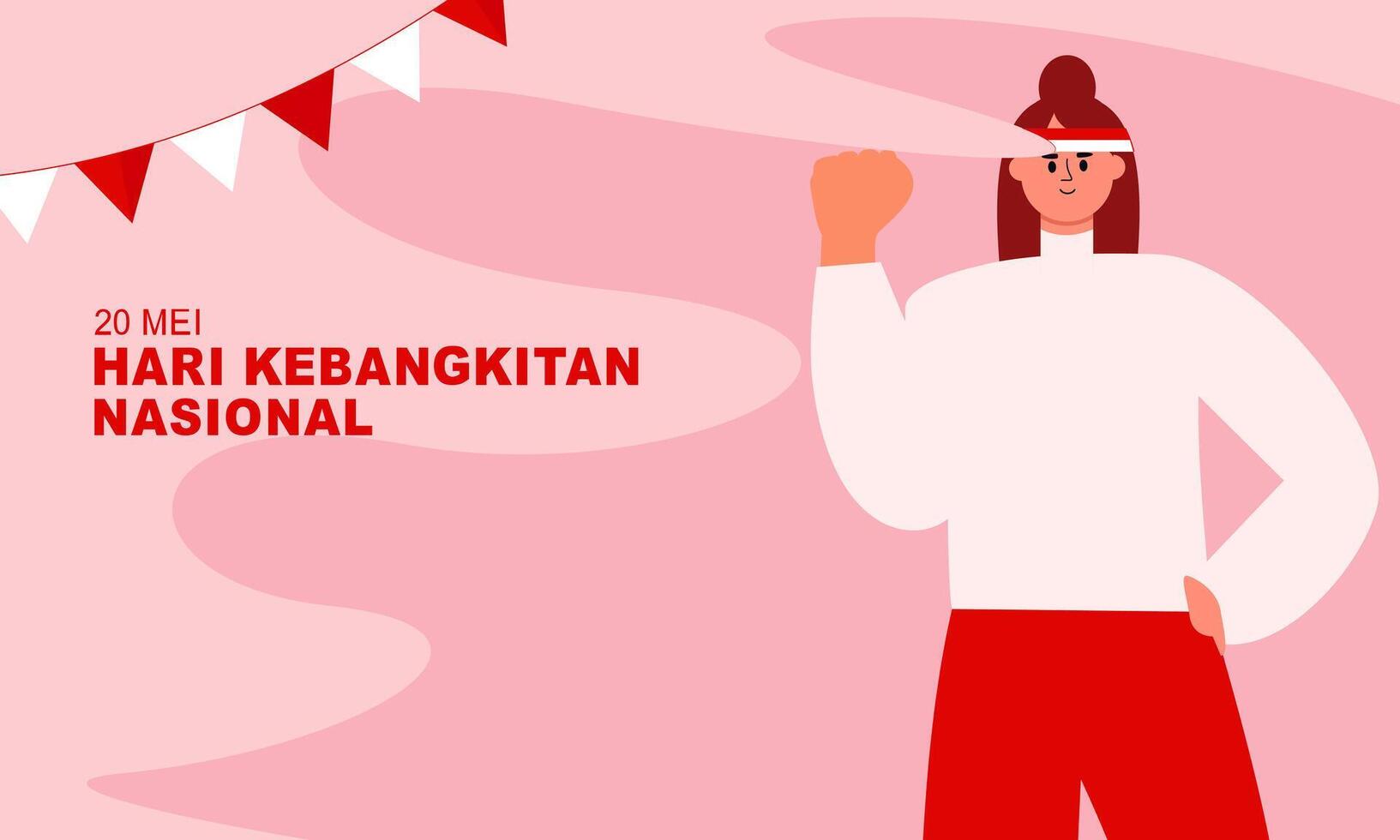 Hari Kebangkitan Nasional 20 Mei. Translation  May 20, National Awakening Day of Indonesia vector