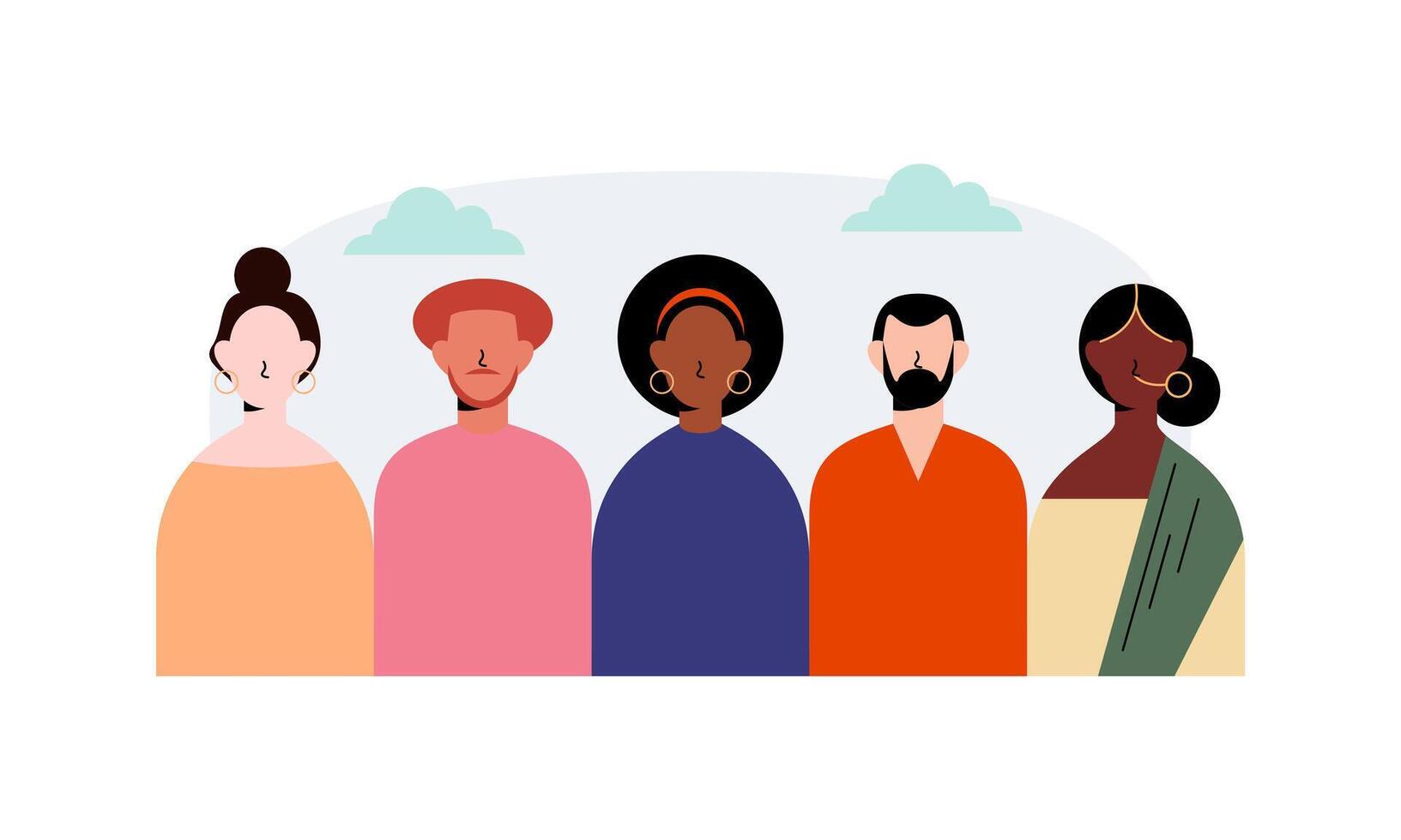 Diverse and inclusive society illustration, showing togetherness vector