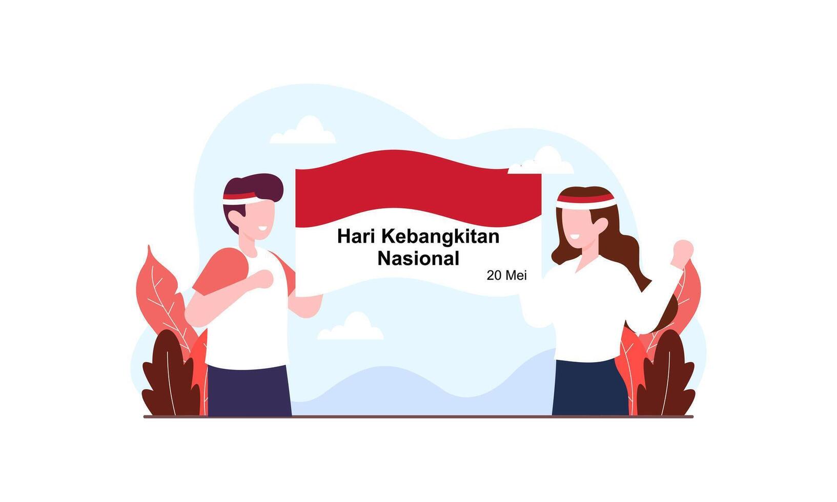 Hari Kebangkitan Nasional 20 Mei. Translation  May 20, National Awakening Day of Indonesia vector