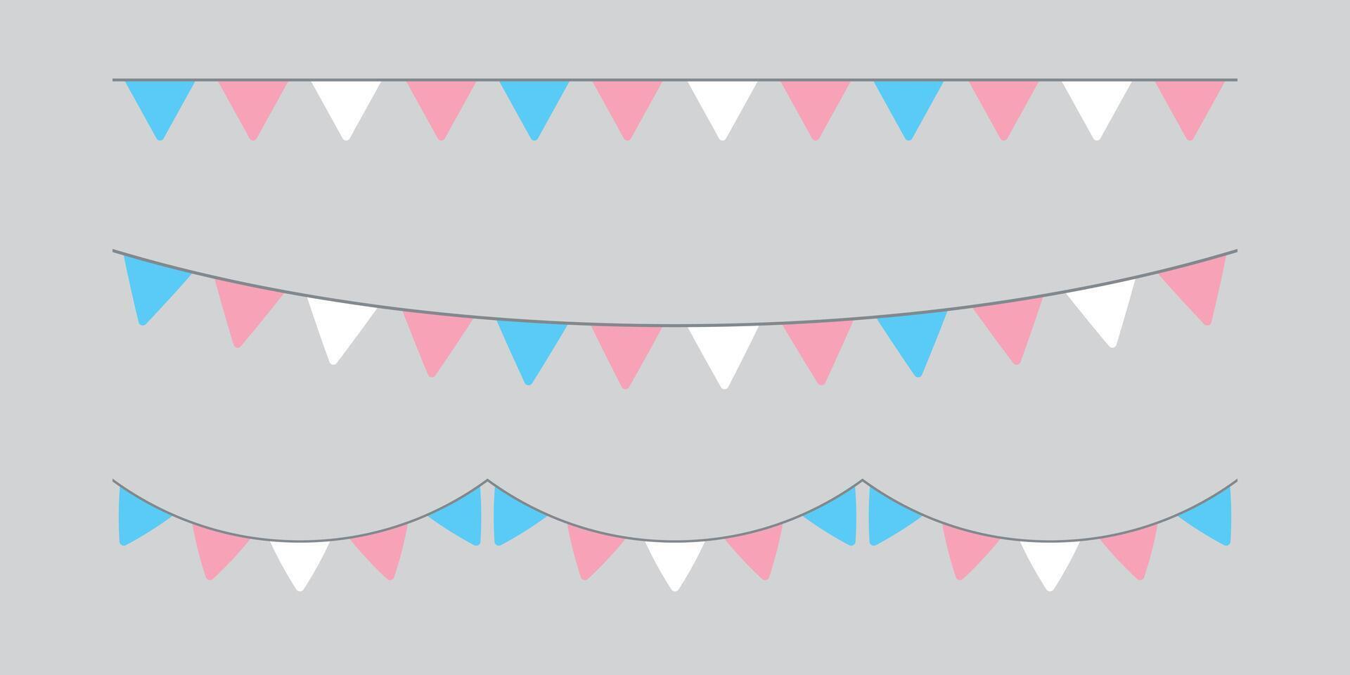 Transgender flag party buntings. LGBTQIA concept. Flat vector illustration