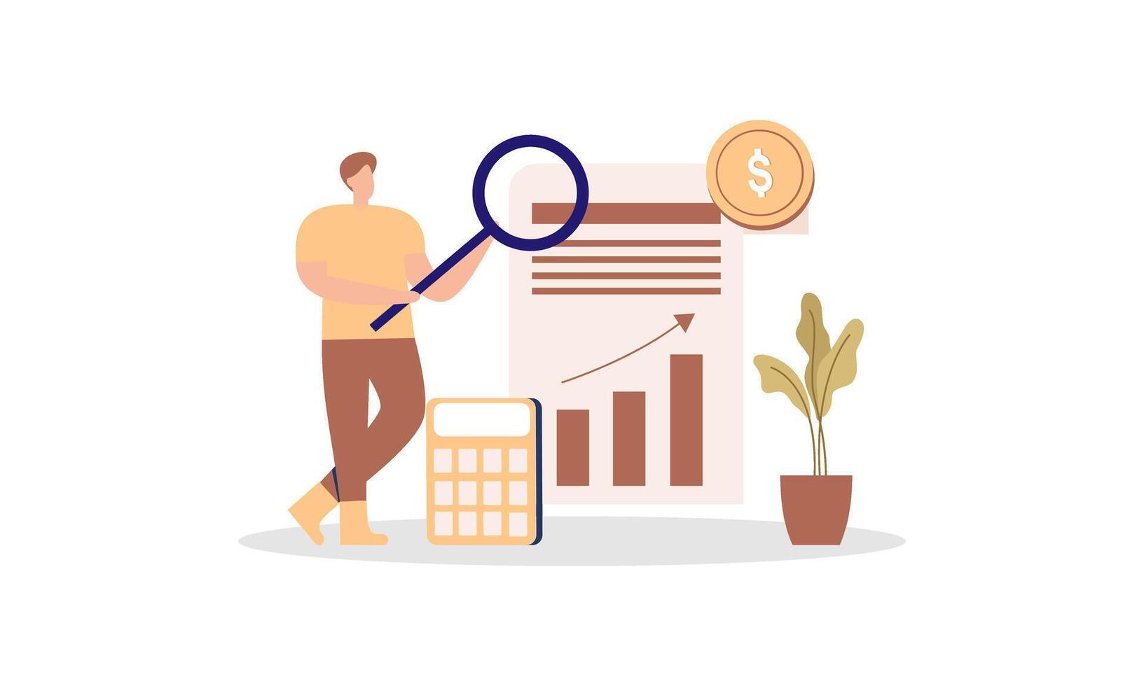 Accounting and auditing service for business, budget planning, revenue calculation concept vector