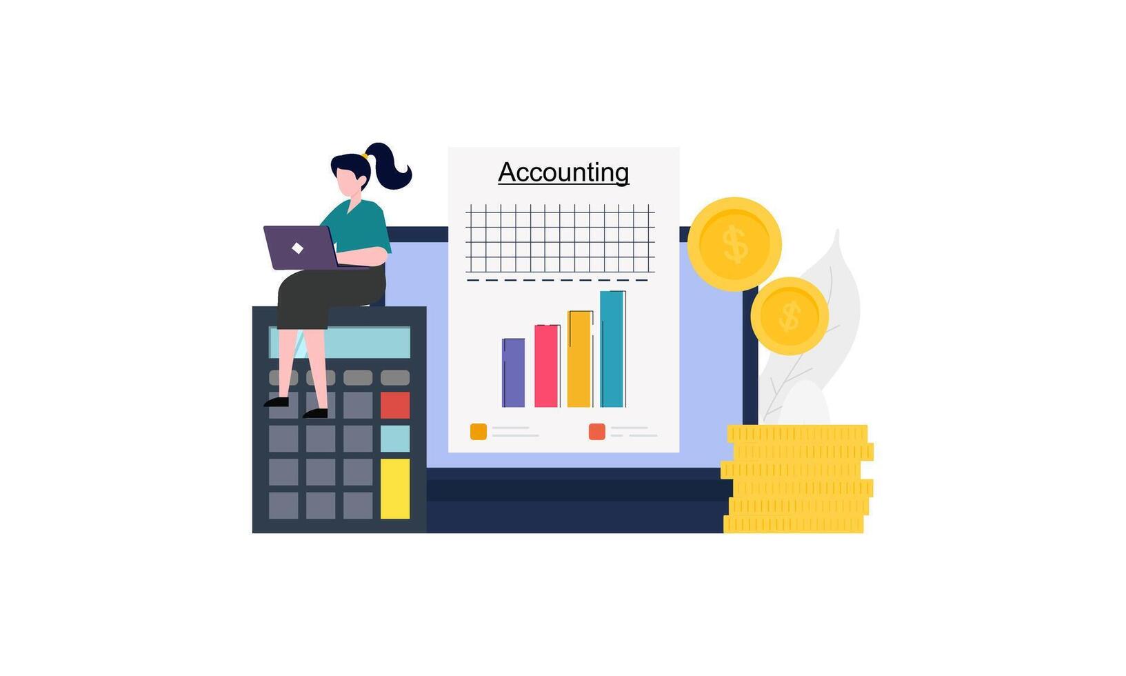 Accounting and auditing service for business, budget planning, revenue calculation concept vector