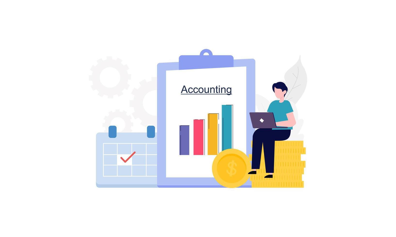 Accounting and auditing service for business, budget planning, revenue calculation concept vector