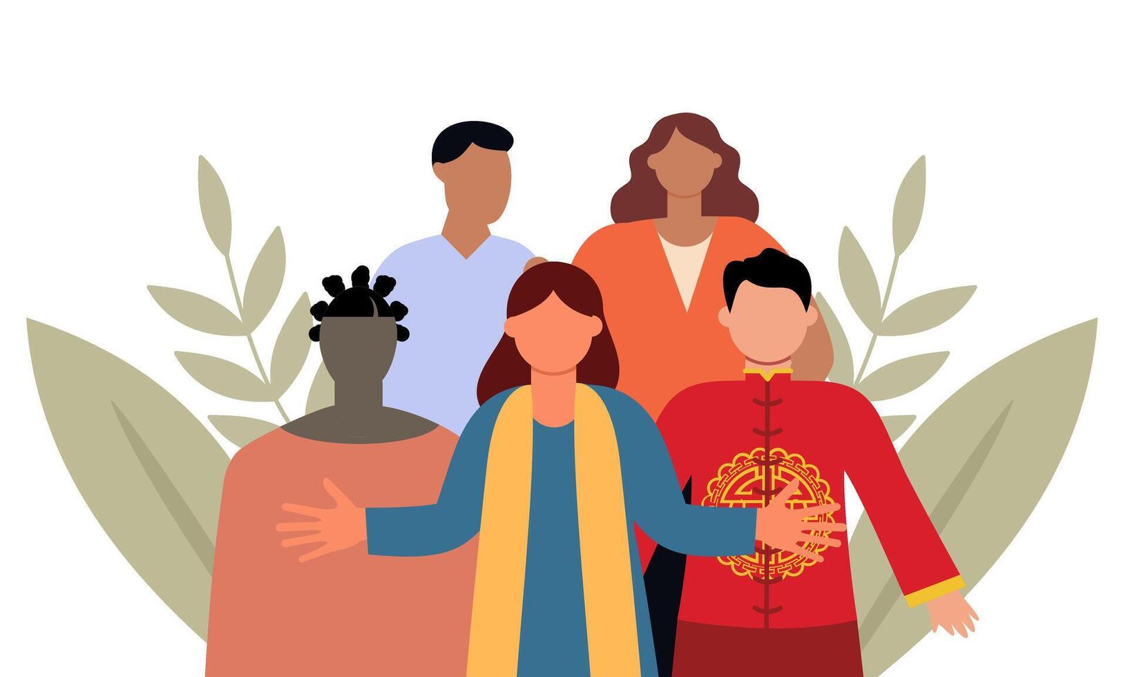 Diverse and inclusive society illustration, showing togetherness vector