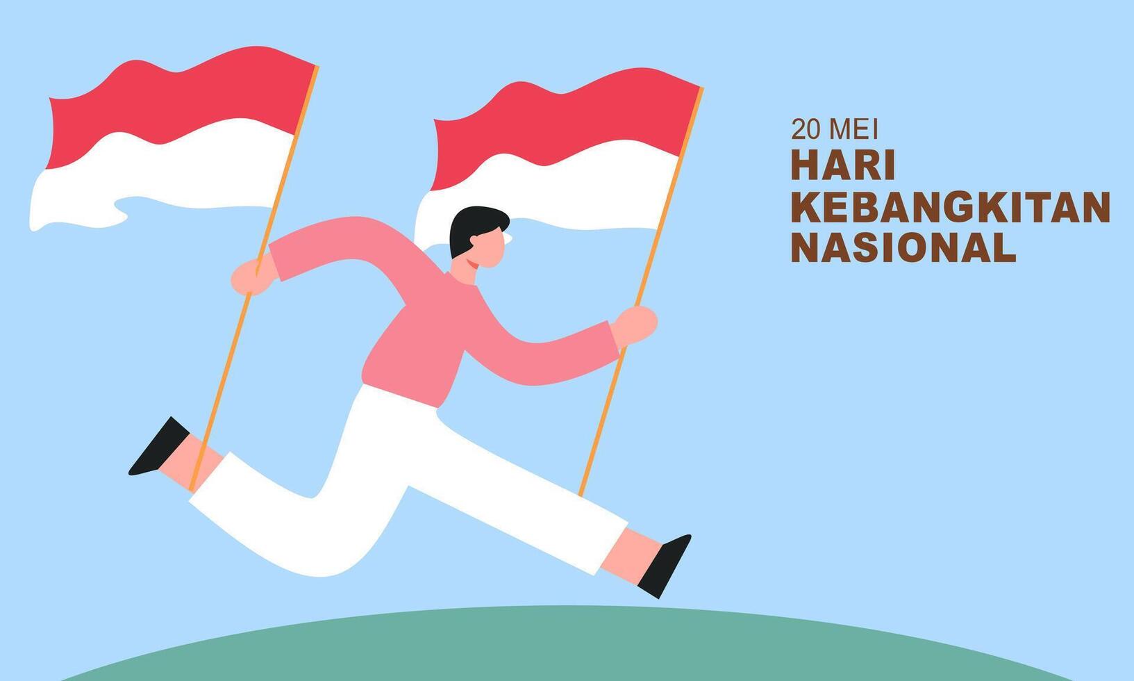 Hari Kebangkitan Nasional 20 Mei. Translation  May 20, National Awakening Day of Indonesia vector