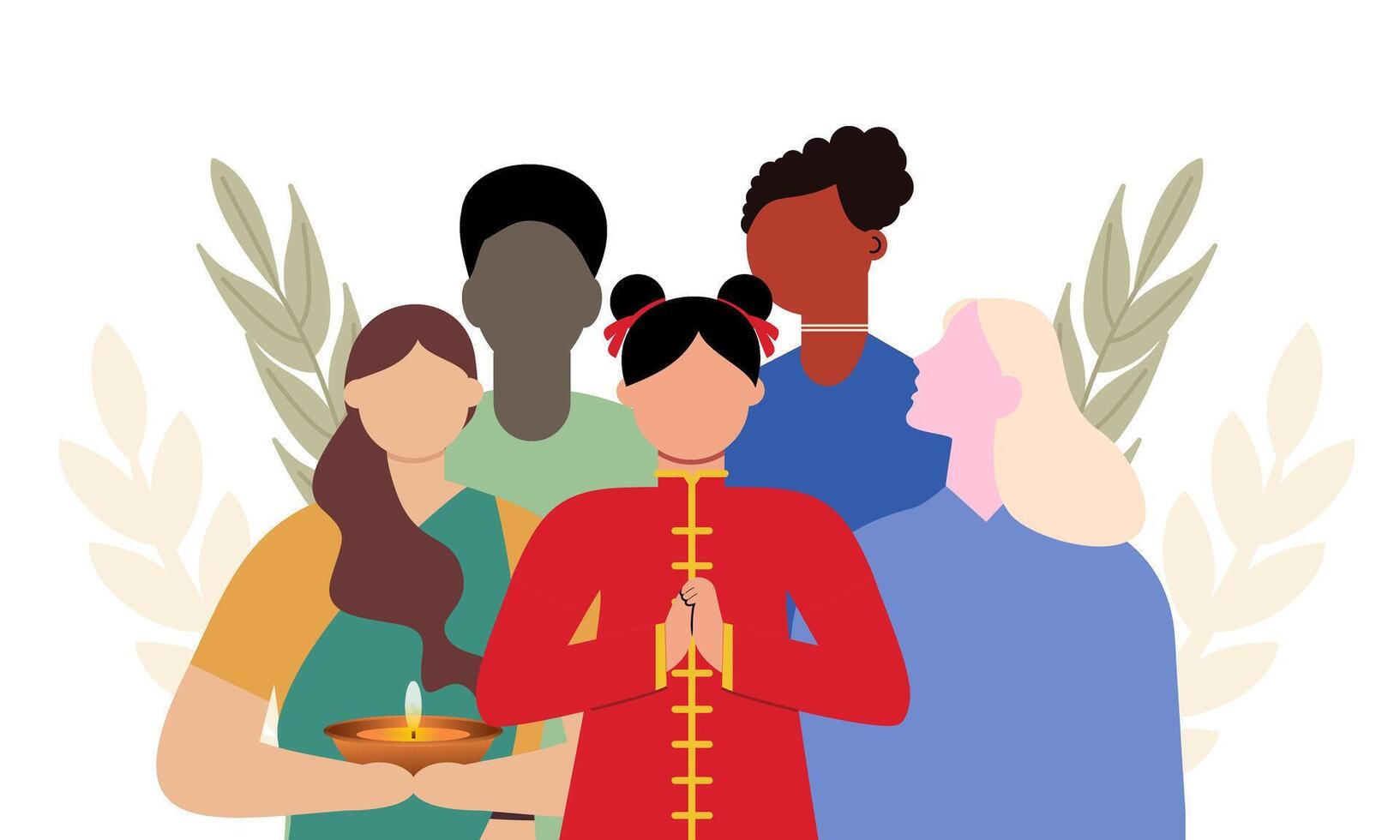 Diverse and inclusive society illustration, showing togetherness vector