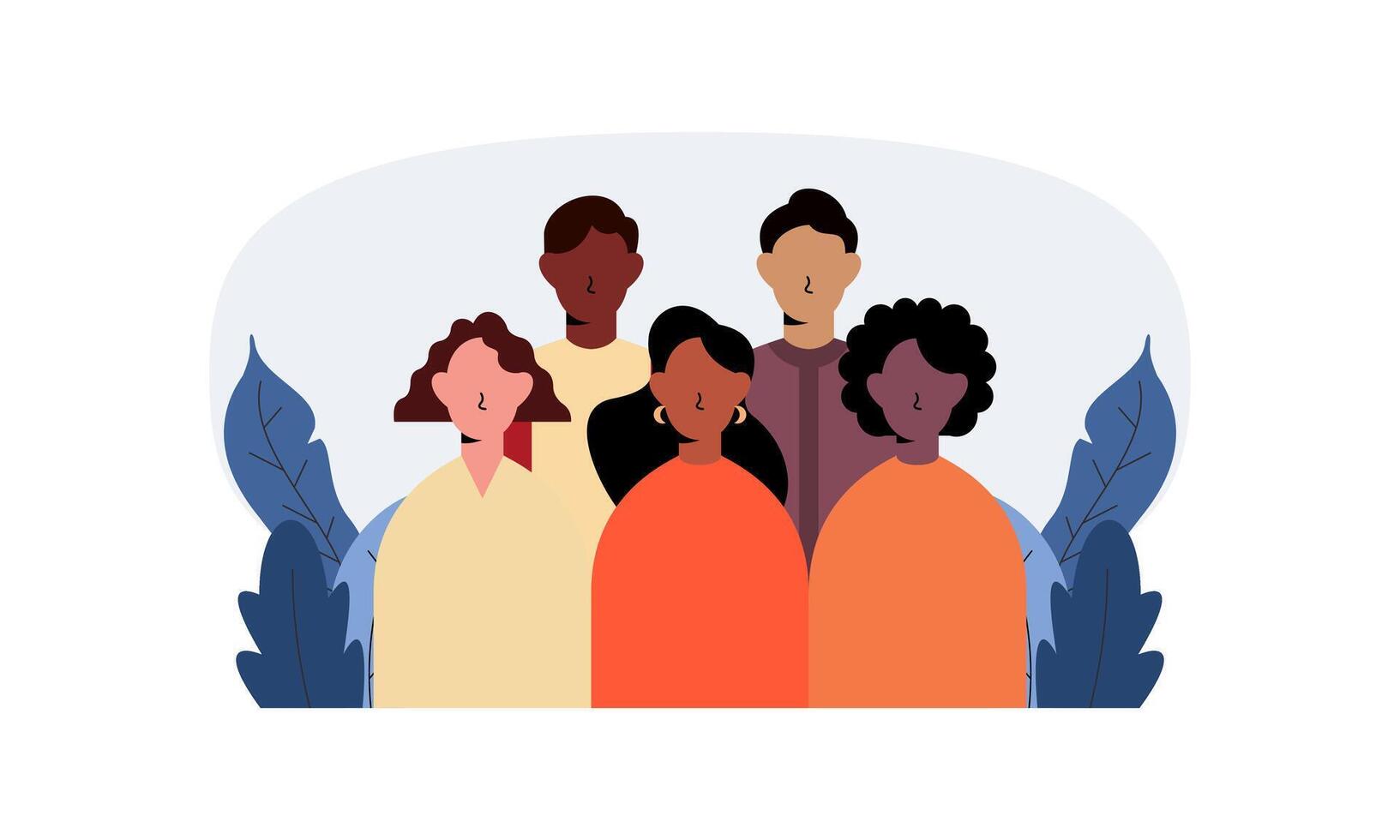 Diverse and inclusive society illustration, showing togetherness vector