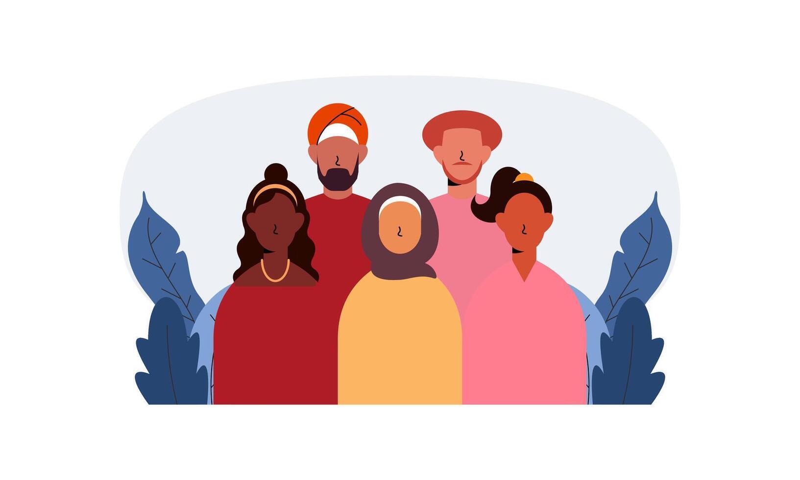 Diverse and inclusive society illustration, showing togetherness vector