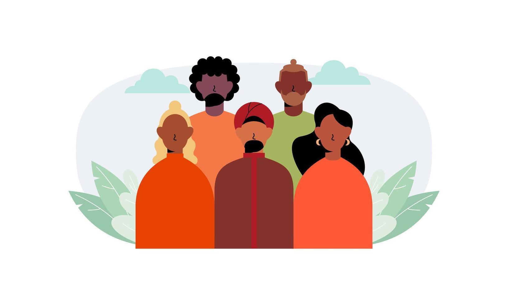 Diverse and inclusive society illustration, showing togetherness vector