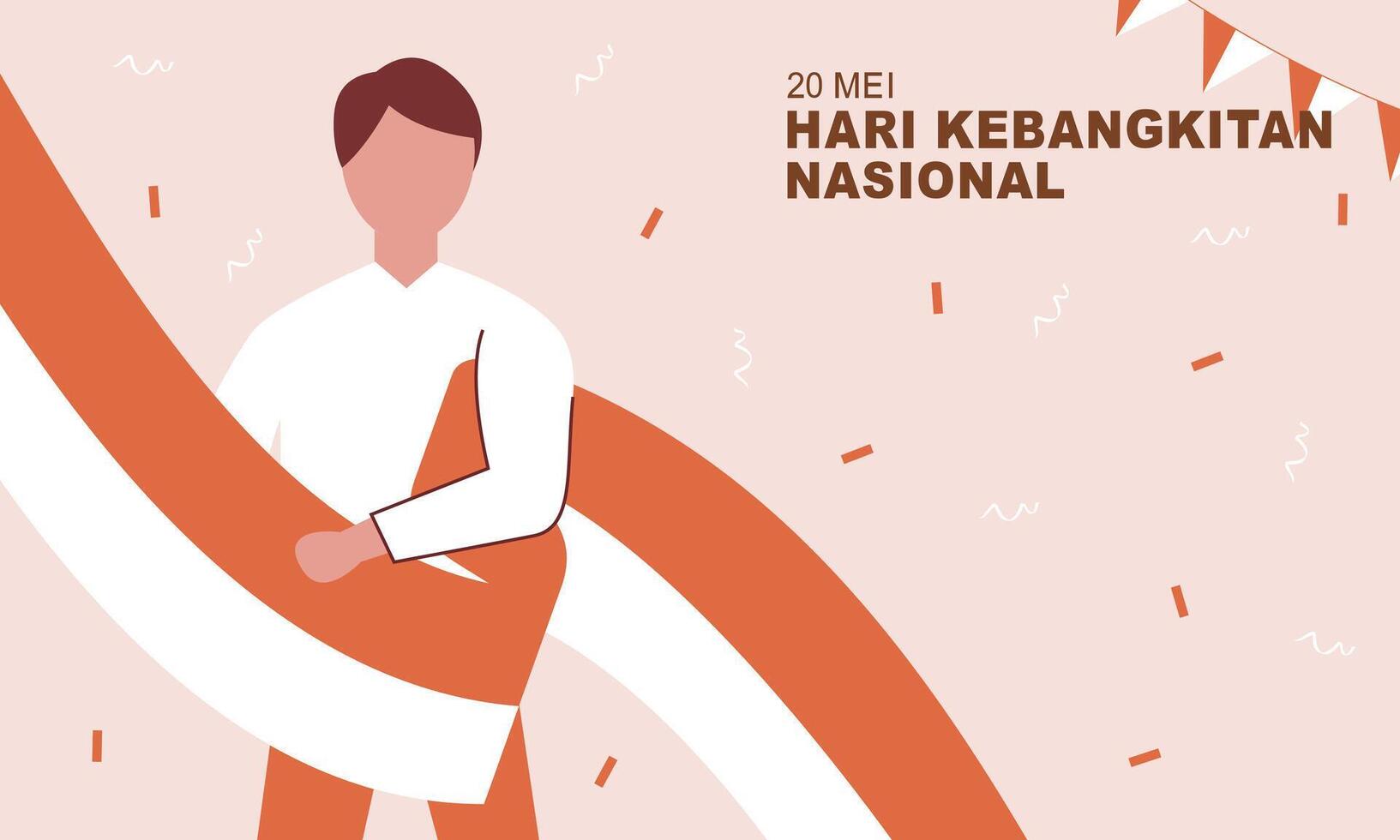 Hari Kebangkitan Nasional 20 Mei. Translation  May 20, National Awakening Day of Indonesia vector