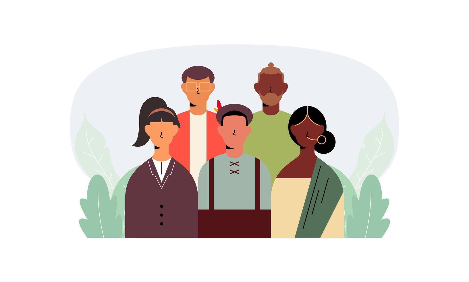 Diverse and inclusive society illustration, showing togetherness vector