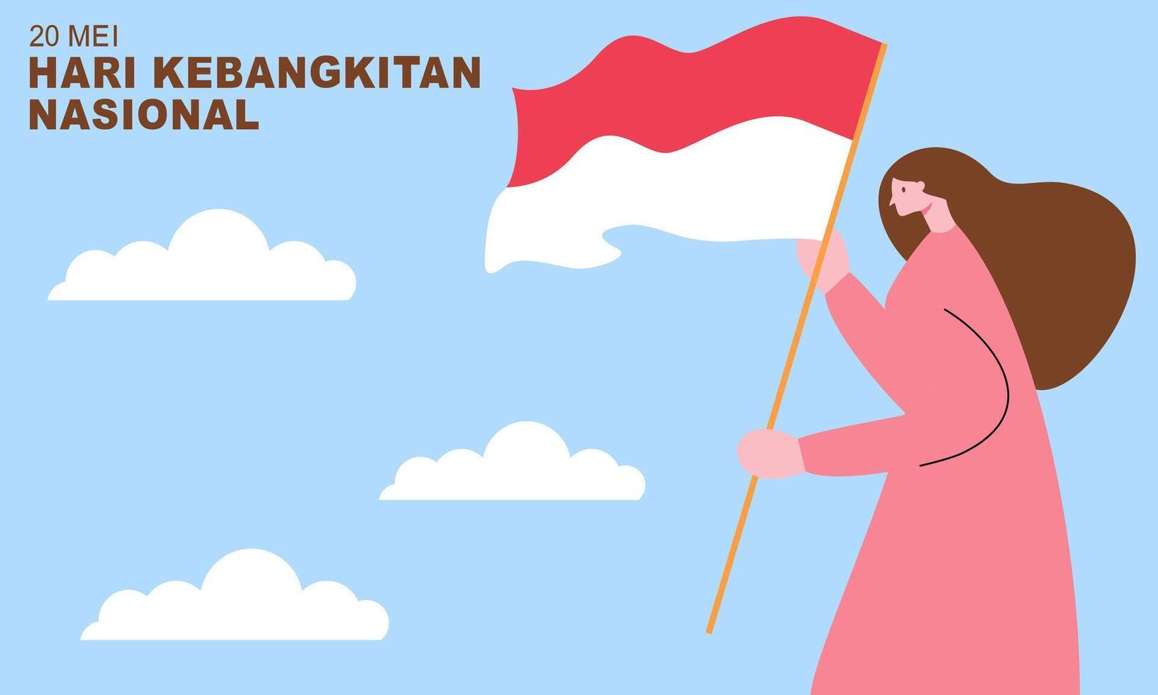 Hari Kebangkitan Nasional 20 Mei. Translation  May 20, National Awakening Day of Indonesia vector