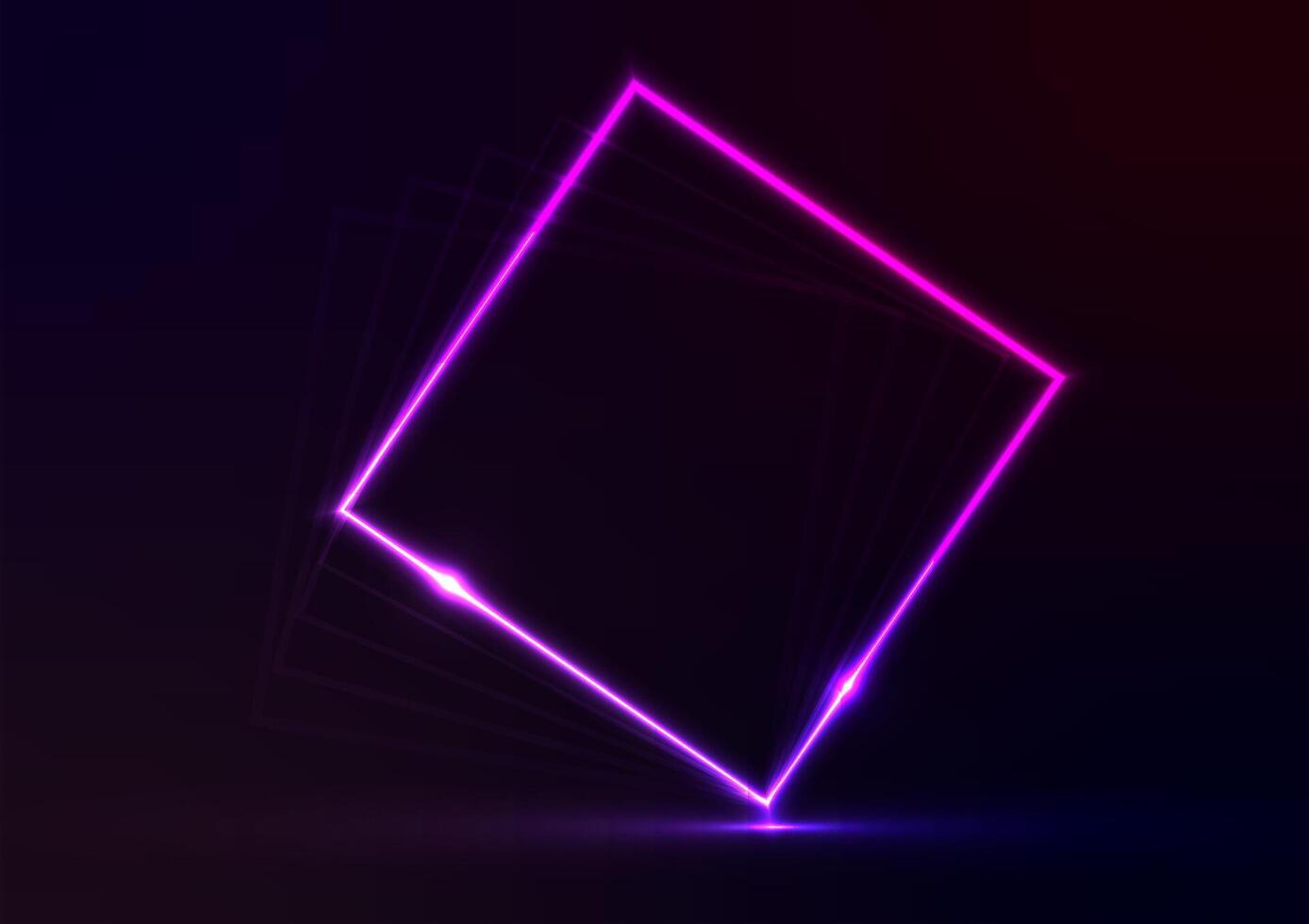 Square neon light line purple presentation background vector