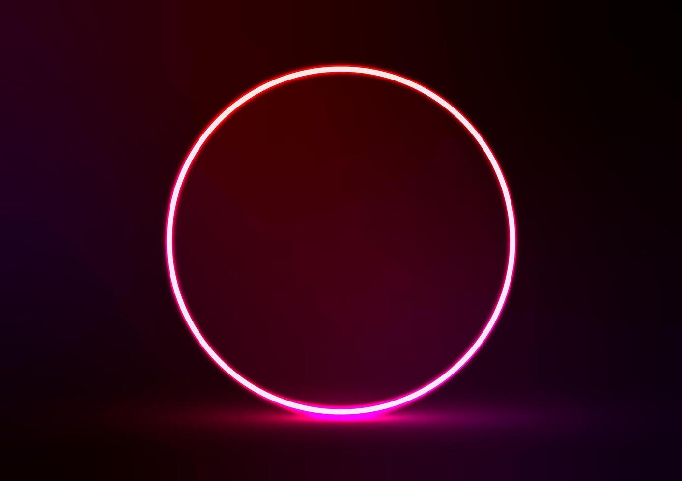 Red circle digital technology center neon light line background vector