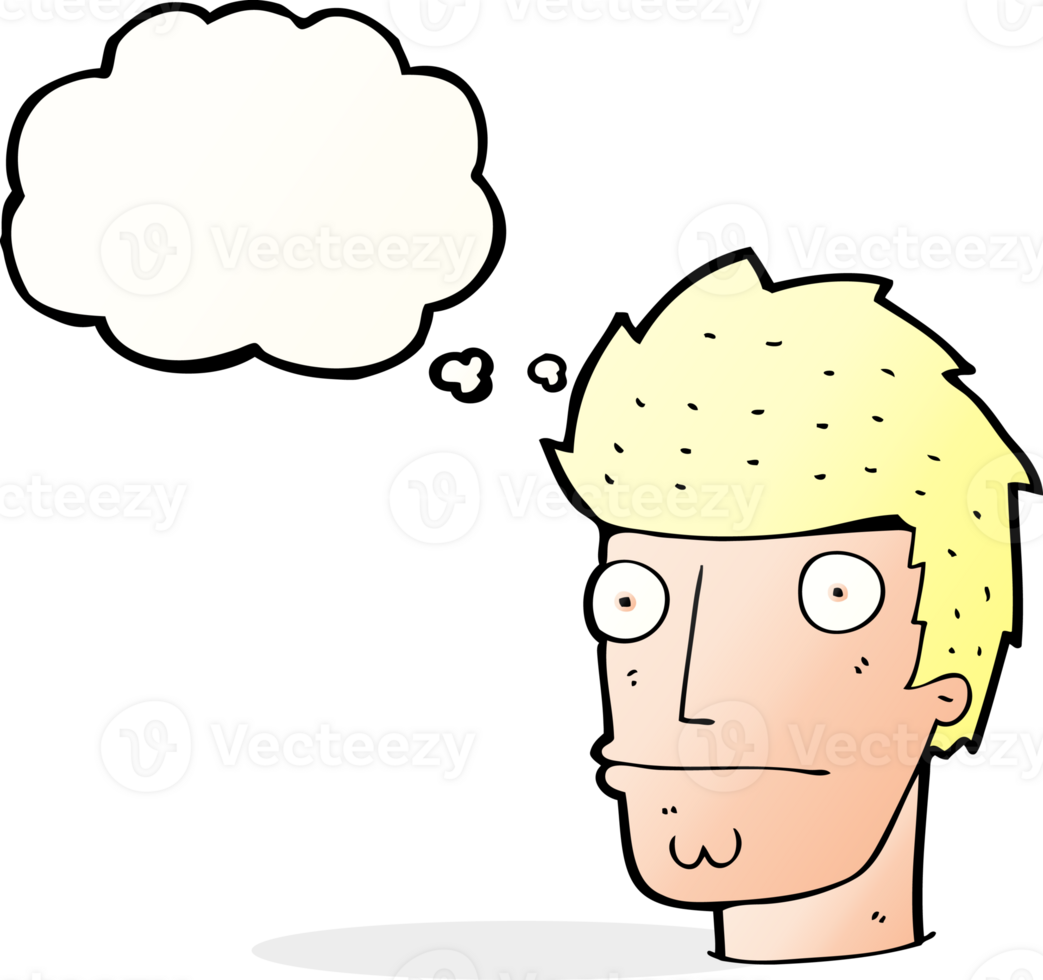 cartoon nervous man with thought bubble png